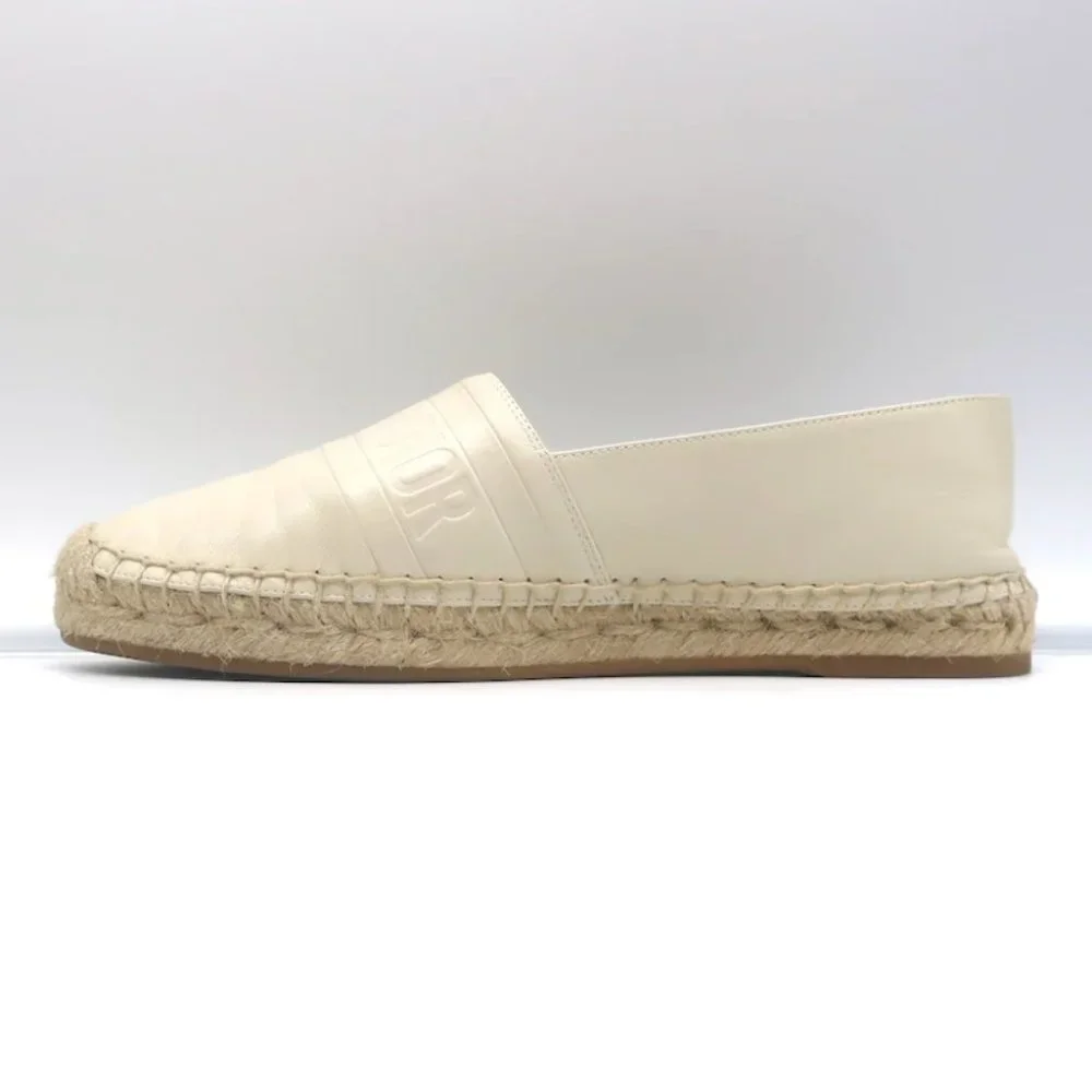 Christian Dior Granville Espadrilles Off-White Embossed Leather Size 37.5 D - Picture 7 of 11